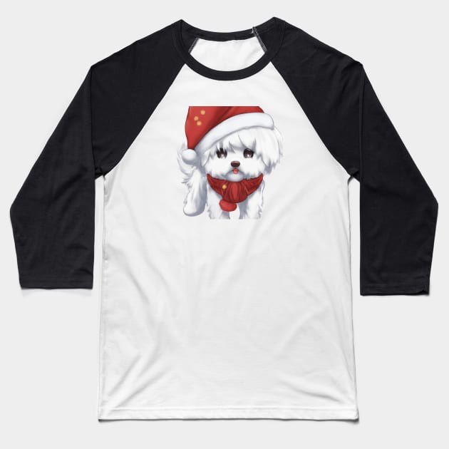 Cute Maltese Dog Drawing Baseball T-Shirt by Play Zoo